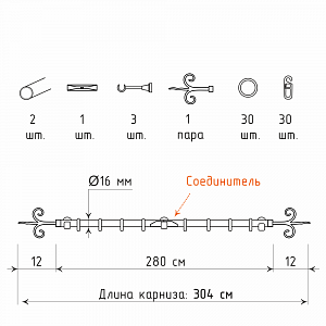 изображение однорядный стеновой карниз для штор «диана» на olexdeco.ru