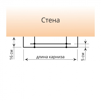 изображение стеновой профильный карниз для штор «универсал» с прямыми поворотами к стене двухрядный белый на olexdeco.ru