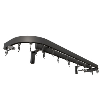 изображение стеновой профильный карниз для штор «слим» с поворотами к стене двухрядный черный на olexdeco.ru