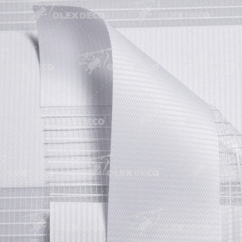 Рулонная штора «Мини День-Ночь» фурнитура Белая. Ткань коллекции «Соло» Белый