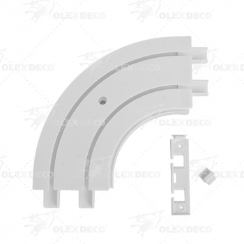 Поворот эркерный внутренний для шины потолочной двухрядной (комплект с адаптером) (Белый)