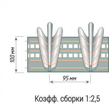 изображение лента шторная «фламандская складка», 2 кармана 10125-k-tr бобина на olexdeco.ru