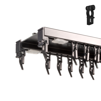 Двухрядный потолочный алюминиевый карниз «Прага» Черный (600-2 ролик)