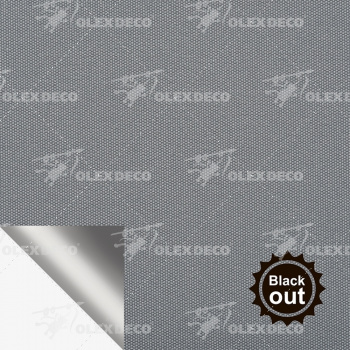 Рулонная штора «MGS» фурнитура Белая. Ткань коллекции «Плэин» Silver Blackout Серый