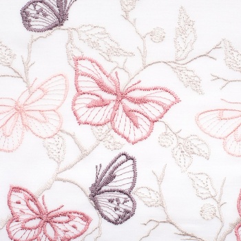 Ткань для штор-кафе коллекция «Butterfly» сиренево-розовый