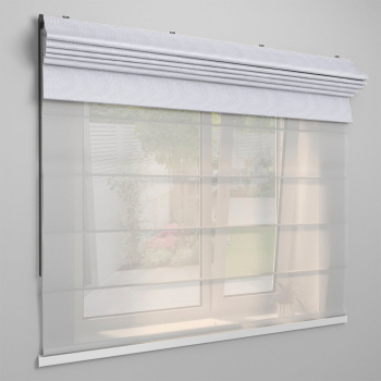 Римская штора черный подъем. мех. «Твинс One Touch» «Монро» Dim-out Белый дым (Ширина 100 см высота 170 см)