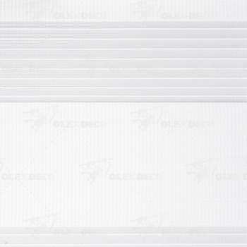 Рулонная штора «MGS День-Ночь» фурнитура Коричневая. Ткань коллекции «Соло» Белый