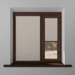 Рулонная штора «UNI 2» фурнитура Коричневая. Ткань коллекции «Лен» Блэкаут (Blackout) Темно-бежевый