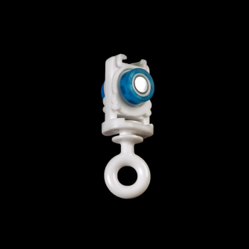 Бегунок-ролик поворотный «RT» с резиновым колесиком ø9 (ушко ø5,4 мм Белый)