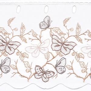 Ткань для штор-кафе коллекция «Butterfly» бежево-серый