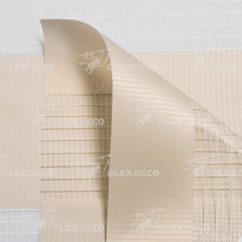 Рулонная штора «UNI 1 День-Ночь» фурнитура Белая. Ткань коллекции «Соло» Шампань