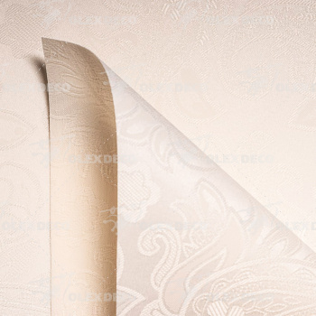 Рулонная штора «Toledo» ø28 фурнитура Белая. Ткань коллекции «Арабеска» Кремовая