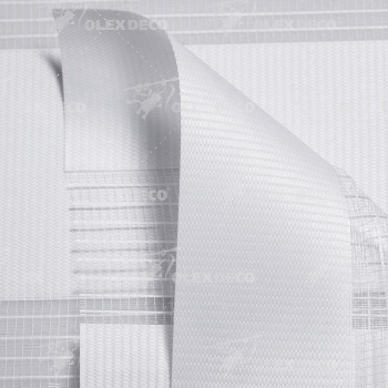 Рулонная штора «MGS День-Ночь» фурнитура Белая. Ткань коллекции «Соло» Белый