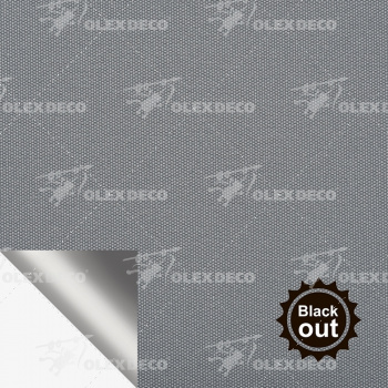 Рулонная штора «Стандарт» фурнитура Белая. Ткань коллекции «Плэин» Silver Blackout Серый