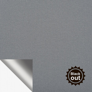 Рулонная штора «Стандарт» фурнитура Белая. Ткань коллекции «Плэин» Silver Blackout Серый 