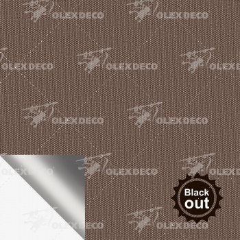 Рулонная штора «Стандарт» фурнитура Белая. Ткань коллекции «Плэин» Silver Blackout Какао