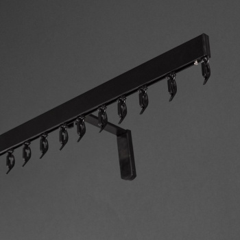 Стеновой профильный карниз для штор «Универсал» однорядный Черный (100 см (отступ от стены 100 мм))