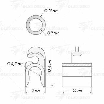 изображение крючок y диаметром 4 мм с кольцом 9-13 мм упак. 100 шт на olexdeco.ru
