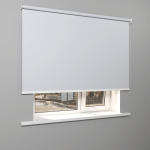 Рулонная штора «Moncada» ø38 фурнитура Белая. Ткань коллекции «Плэин» Blackout Белый