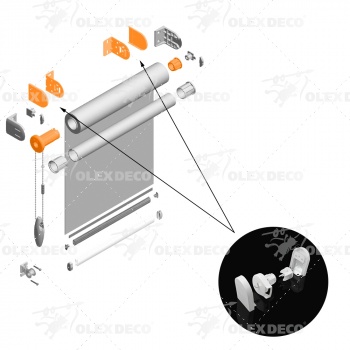 изображение комплект для рулонной шторы «стандарт» d25 на olexdeco.ru