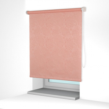 Рулонная штора «Стандарт» фурнитура Белая. Ткань коллекции «Арабеска» Розовый