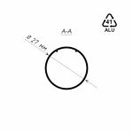 Труба ø27 мм алюминиевая с клейкой лентой для рул. шторы (На отрез L= 6 м)