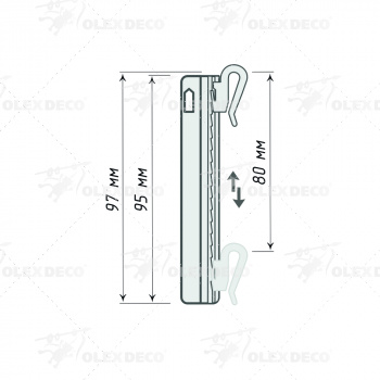 изображение крючок для штор регулируемый пришивной 95 мм упак. 100 шт на olexdeco.ru