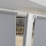 Рулонная штора «Мини» фурнитура Белая. Ткань коллекции «Аканта» Сильвер BO Серая (компл. Besta)