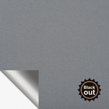 Рулонная штора «UNI 2» фурнитура Белая. Ткань коллекции «Плэин» Silver Blackout Серый