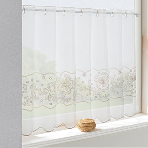 Штора-кафе «Flowers» беж высота 60см