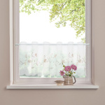 Ткань для штор-кафе коллекция «Romantik» персик с серым (Рулон высота 30см)