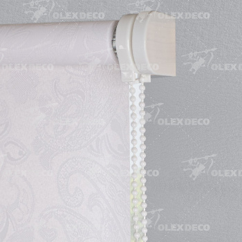 Рулонная штора «Стандарт» фурнитура Белая. Ткань коллекции «Арабеска» Белый