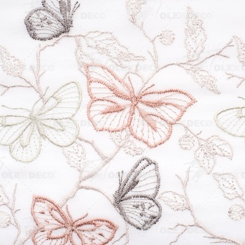 Ткань для штор-кафе коллекция «Butterfly» персик с серым