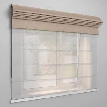 Римская штора черный подъем. мех. «Твинс One Touch» «Лен» Капучино (Ширина 100 см высота 170 см)