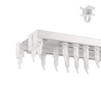 Трехрядный потолочный алюминиевый карниз «Прага» Белый (470-3 бегунок)