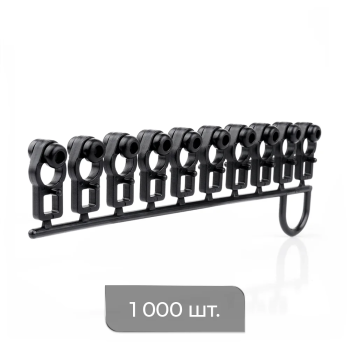 Бегунок с роликом «Европа» в ленте 1000 шт (1 малый короб/100 лент Черный)