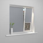 Рулонная штора «Мини» фурнитура Белая. Ткань коллекции «Аканта» Сильвер BO Серая (компл. Besta)