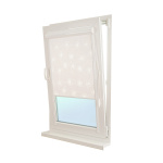 Рулонная штора «UNI 1» фурнитура Белая. Ткань коллекции «Одуванчик» Белый (компл. Besta)