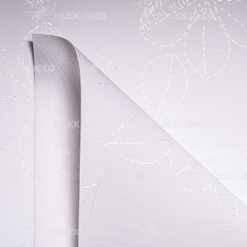 Рулонная штора «UNI 2» фурнитура Белая. Ткань коллекции «Родонит» Белый