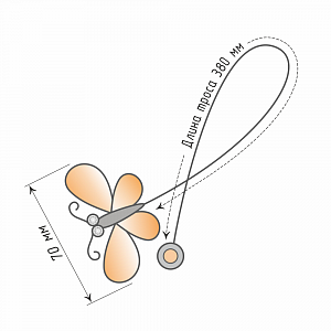 изображение клипса магнитная «стрекоза» размер 7 см для легкого и среднего веса штор с тросом 38 см на olexdeco.ru