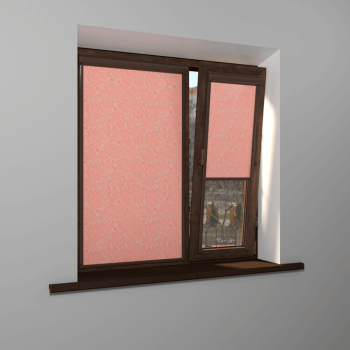 Рулонная штора «UNI 2» фурнитура Коричневая. Ткань коллекции «Арабеска» Розовый (компл. Bestа)