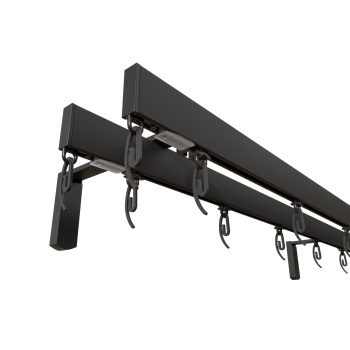 изображение стеновой профильный карниз для штор «слим» двухрядный черный на olexdeco.ru