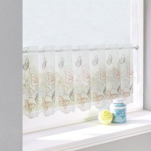 Штора-кафе «Butterfly» персик с серым высота 30см