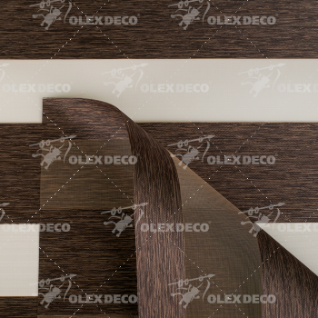 Рулонная штора «UNI 2 День-Ночь» фурнитура Белая. Ткань коллекции «Саванна» Шоколад