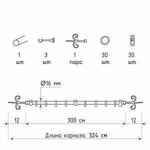 изображение однорядный стеновой карниз для штор «диана» на olexdeco.ru
