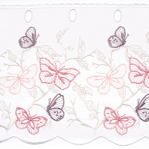 Ткань для штор-кафе коллекция «Butterfly» сиренево-розовый
