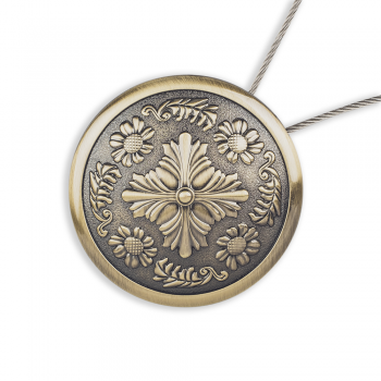 Клипса магнитная «Флора» ø7 см для тяжелого веса штор с тросом 30 см (А)