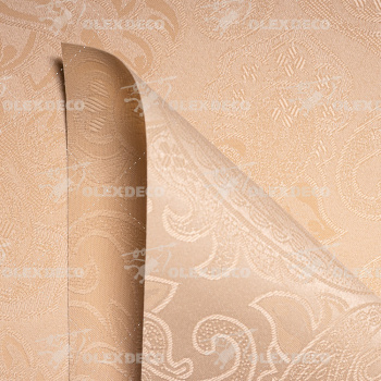 Рулонная штора «Toledo» ø28 фурнитура Белая. Ткань коллекции «Арабеска» Бежевая