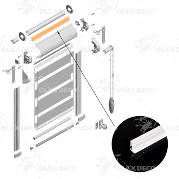 изображение профиль дополнительный для рулонной кассетной шторы «день-ночь» uni 1 l=4 м белый на olexdeco.ru