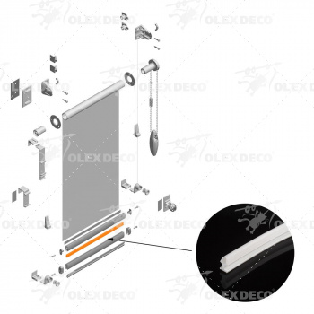 изображение уплотнитель отвеса рулонных штор белый, бобина на olexdeco.ru